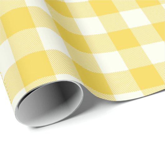 Papier Cadeau Pastel Jaune En vichy Buffalo Check Plaid Motif  (Coin rond)