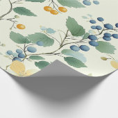 Papier Cadeau Pastel Jaune et Vert Vin Botanique Motif (Coin)