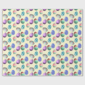 Papier Cadeau Pastel Jaune Oeuf de Pâques Fête de Pâques Chasse  (Plat)