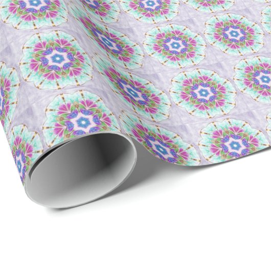 Papier Cadeau Pastel Kaleidoscope (Coin rond)