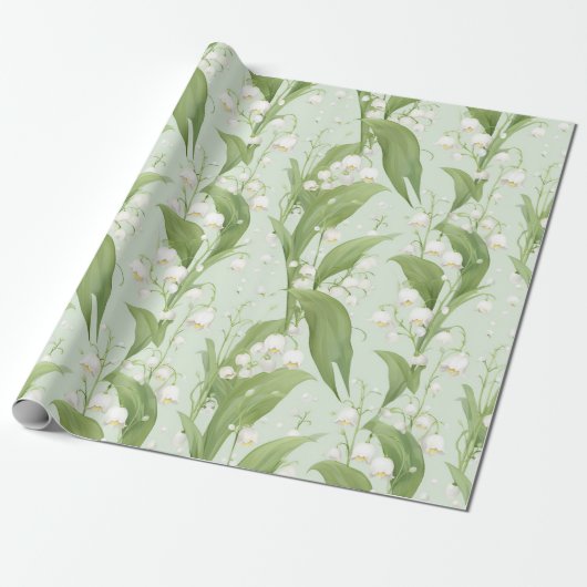 Papier Cadeau Pastel Lily de la Vallée Flore de printemps (Déroulé)