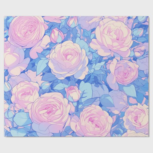 Papier Cadeau Pastel Lofi papier d'enveloppement floral (Plat)