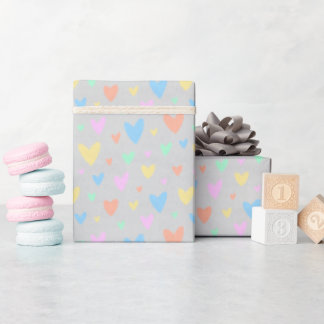 Papier Cadeau Pastel love Heart Pattern Gift Wrap