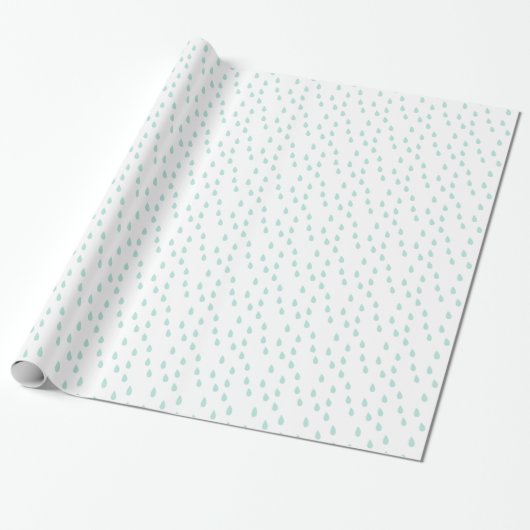 Papier Cadeau Pastel Mint Green Simple Modern Raindrops Motif (Déroulé)