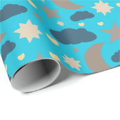 Papier Cadeau Pastel Moon Stars and Clouds Gift Wrap (Coin rond)