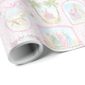 Papier Cadeau Pastel Nativity Scenes (Coin rond)