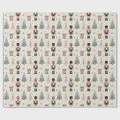 Papier Cadeau Pastel Neutral Nutcracker Christmas Pattern (Plat)