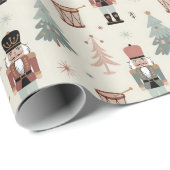 Papier Cadeau Pastel Neutral Nutcracker Christmas Pattern (Coin rond)