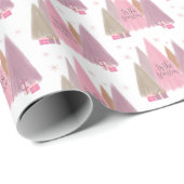 Papier Cadeau Pastel Noël Arbres 'C'est la saison (Coin rond)