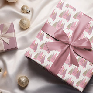 Papier Cadeau Pastel Noël Arbres 'C'est la saison