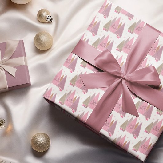 Papier Cadeau Pastel Noël Arbres 'C'est la saison