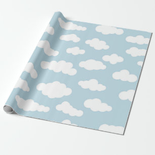 Papier Cadeau Pastel Nuages Asthétique Bleu Et Blanc Bleu  