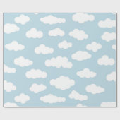 Papier Cadeau Pastel Nuages Bébé Esthétique Bleu Et Blanc (Plat)