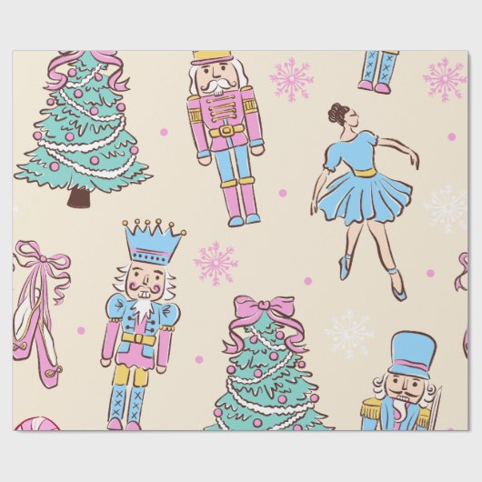 Papier Cadeau Pastel Nutcracker Christmas (Plat)