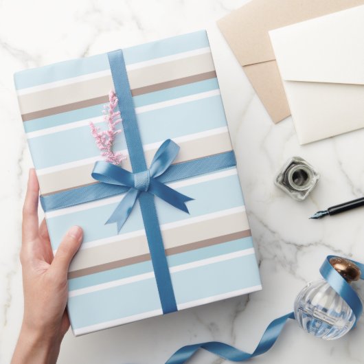 Papier Cadeau Pastel Océan Bleu Beige Brown Blanc Gratuit Motif (Cadeaux)