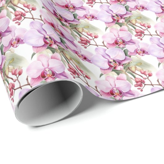 Papier Cadeau Pastel Orchids (Coin rond)