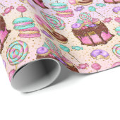 Papier Cadeau Pastel Party Sweets Anniversaire (Coin rond)