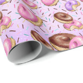 Papier Cadeau Pastel Party Sweets Donuts Anniversaire (Coin rond)