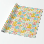 Papier Cadeau Pastel Patchwork Plaid Spring Wrapping Paper (Déroulé)