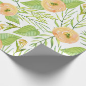 Papier Cadeau Pastel peach peoné fleurs luxuriantes motif (Coin)