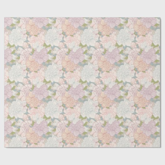 Papier Cadeau Pastel Peony & Butterfly Flower Motif (Plat)