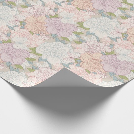 Papier Cadeau Pastel Peony & Butterfly Flower Motif (Coin)