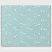 Papier Cadeau Pastel Personnalisé Moderne Vert Nom Script (Plat)