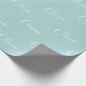 Papier Cadeau Pastel Personnalisé Moderne Vert Nom Script (Coin)
