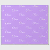 Papier Cadeau Pastel personnalisé Purple Nom Script (Plat)