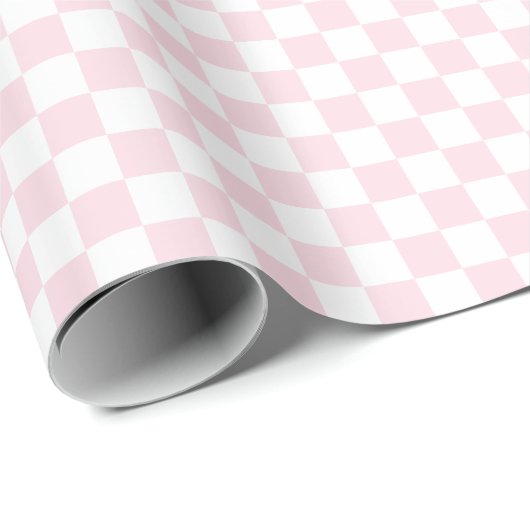 Papier Cadeau Pastel Pink Checkered Wrapping Paper (Coin rond)