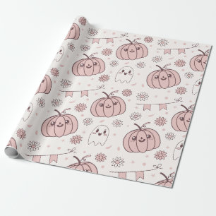 Papier Cadeau Pastel Pink Halloween Motif sans couture (2)