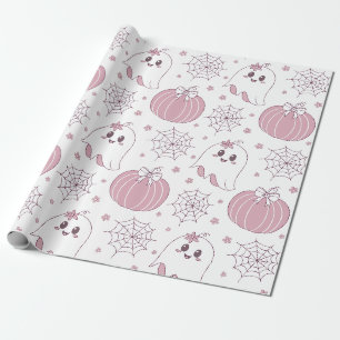 Papier Cadeau Pastel Pink Halloween Motif sans couture (3)