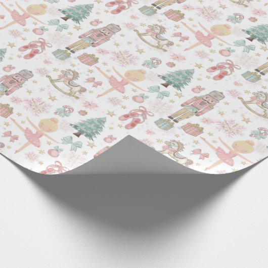 Papier Cadeau Pastel Pink Nutcracker Ballet de Noël Découpage (Coin)