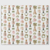 Papier Cadeau Pastel Pink Nutcracker Christmas Wrapping Paper (Plat)