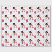 Papier Cadeau Pastel Pink Polka Point Avec Design Snowman (Plat)