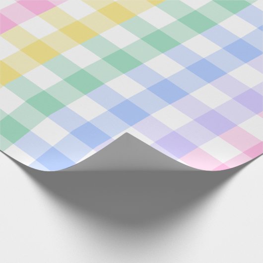 Papier Cadeau pastel plaid rainbow retro en vichy (Coin)