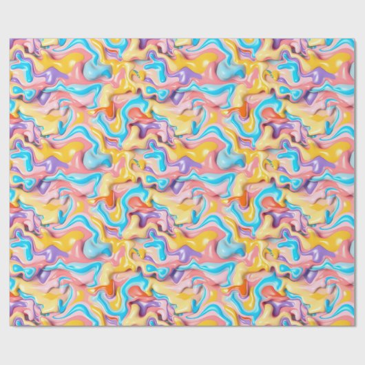 Papier Cadeau Pastel Plastic Fluid Abstrait (Plat)