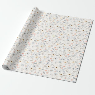Papier Cadeau Pastel Poppy Floral Garden Motif