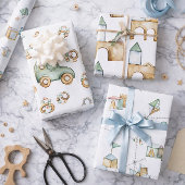 Papier Cadeau Pastel pour Jouets et Voitures