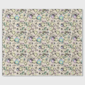 Papier Cadeau Pastel Poussins de Pâques & Oreilles de lapin, Oeu (Plat)