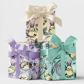 Papier Cadeau Pastel Poussins de Pâques & Oreilles de lapin, Oeu
