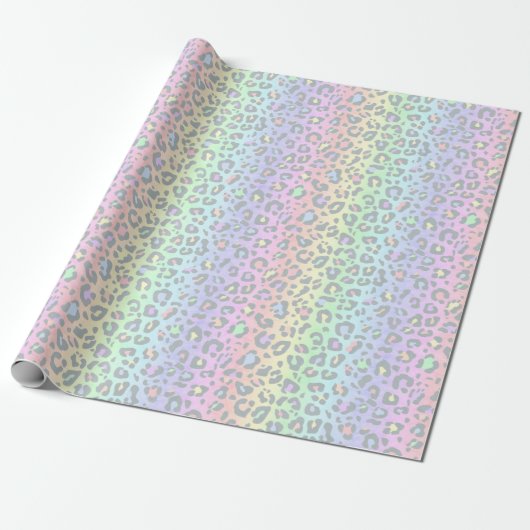 Papier Cadeau Pastel Rainbow Empreinte de léopard (Déroulé)