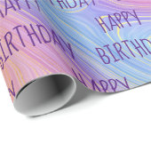 Papier Cadeau Pastel Rainbow Swirl Anniversaire (Coin rond)