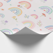 Papier Cadeau Pastel Rainbows Girly Fleurs sauvages & Coeurs (Coin)