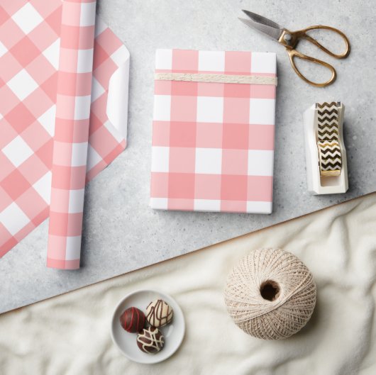 Papier Cadeau Pastel Raspberry Red Plaid Motif Pâques (Artisanat)