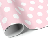 Papier Cadeau Pastel Rose Blanc Petits Pois (Coin rond)