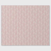 Papier Cadeau Pastel Rose Mauve Shabby Feuilles Florales (Plat)