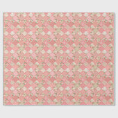 Papier Cadeau Pastel Rose Motif à patchwork floral (Plat)