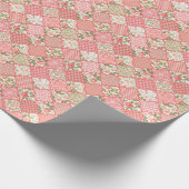 Papier Cadeau Pastel Rose Motif à patchwork floral (Coin)
