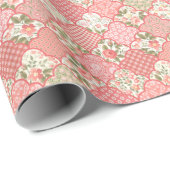 Papier Cadeau Pastel Rose Motif à patchwork floral (Coin rond)